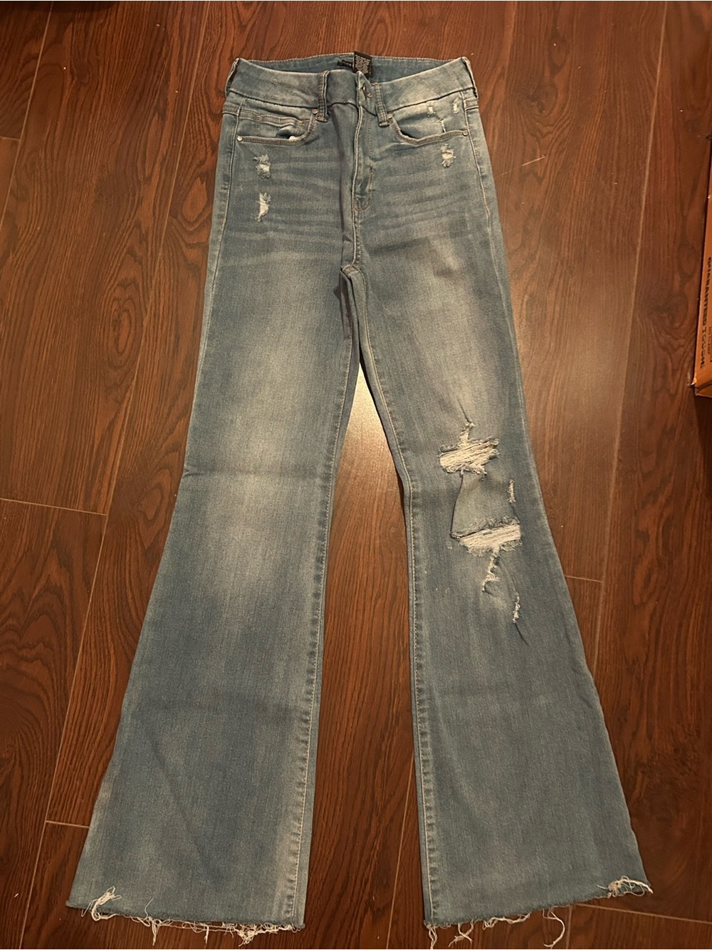 Sincerely Jules Light Blue Distressed Flare Jeans